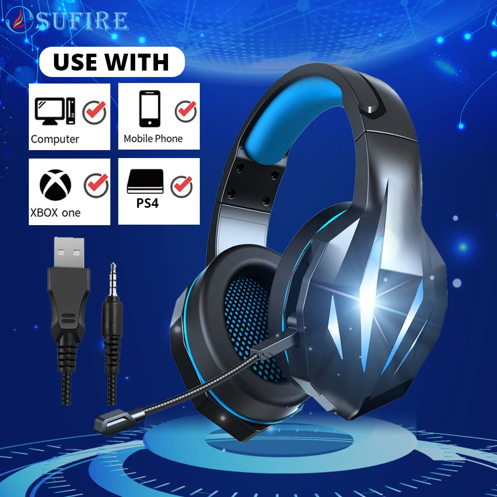 

Wired Gaming Headset With Microphone Noise Reduction Earphones Extra Bass Support Wire Control Professional Design