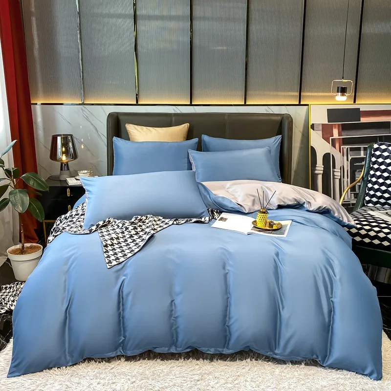 

Duvet Cover Set 4/3 Pieces Pure Color Imitation Silk Bedclothes Include Bed Sheet Pillowcase And Comforter Cover Oceania Fashion