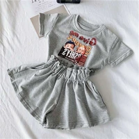 girls suit letter cartoon t shirt skirt pants 2020 summer baby clothes 3 8 years old round neck short sleeve cotton