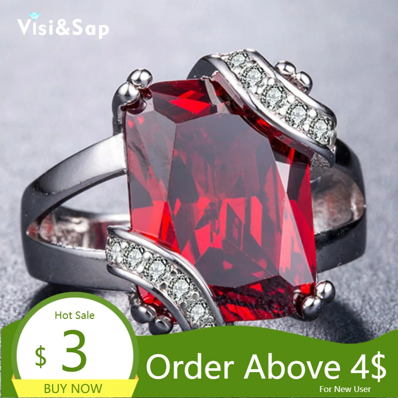 

Visisap Simple Square Red Violet Zircon Rings for Women Fashion Birthday Party Gift Anniversary Ring Jewelry Dropshipping B877