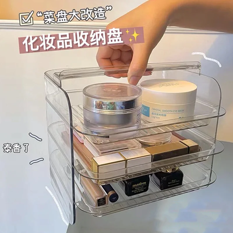 

3 Tiers Plastic Stationery Organizer Jewelry Storage Box Make Up Case Transparent Drawer Suitcase Organizer for Cosmetics