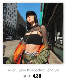 Ruoru размера плюс 3XL сетчатый топ, футболка в сеточку, Femme, открытая сетчатая укороченная футболка с длинным рукавом, тонкий прозрачный женский топ, клубная одежда