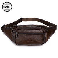 mens waist pack genuine leather bag waist belt bag male leather fanny pack 2019 fashion luxury small shoulder bags for men ksk