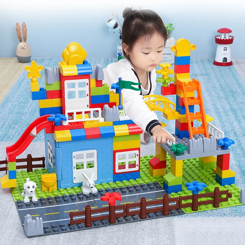 Новые большие частицы блоки Гонки Беговые скользящие Совместимые городские дом