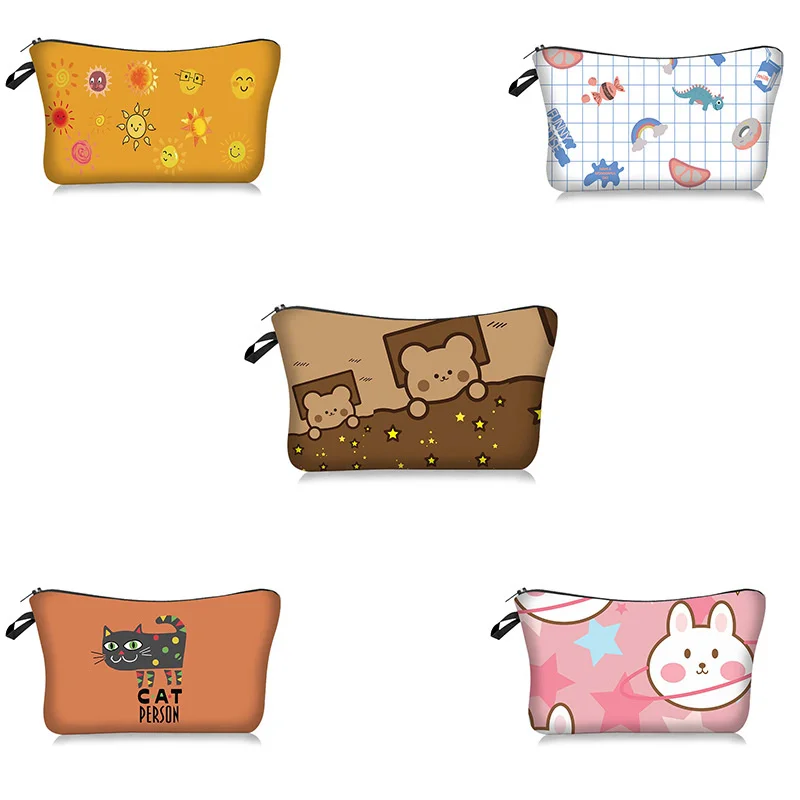

New Cosmetic Cases New Cartoon Animal Series Women Make-up Bag Hand Bag And Wash Bags Printed Women Cosmetic Bags