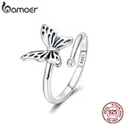 Женское Обручальное Кольцо BAMOER, аутентичное винтажное регулируемое кольцо с бабочкой из стерлингового серебра 925 пробы, SCR448