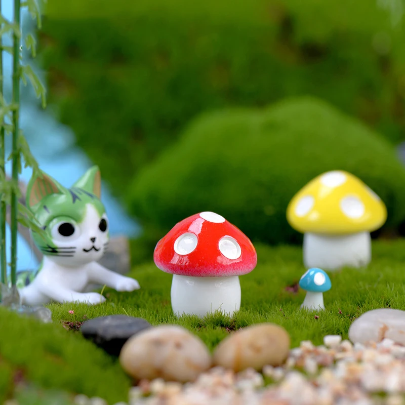 

5 pcs Candy-colored Mushroom Micro-landscape Simulation Resin Potted Bonsai Small Ornaments DIY Accessories Jewelry Crafts
