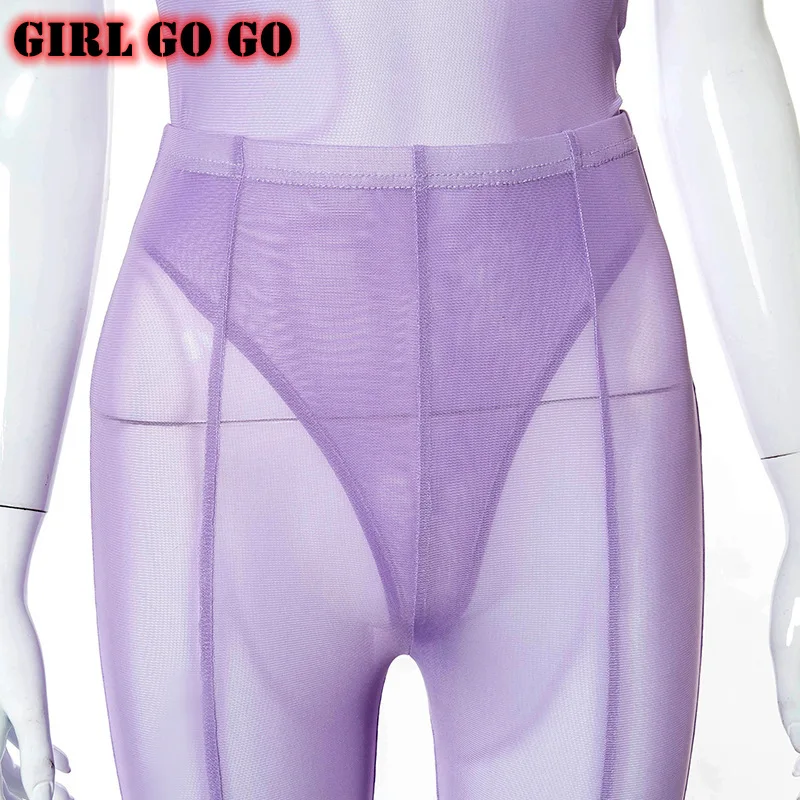 

2 piece set women clothes fashion sexy bodysuit + pants set sexy mesh see trough outfits short sleeve bodycon jumpsuit party