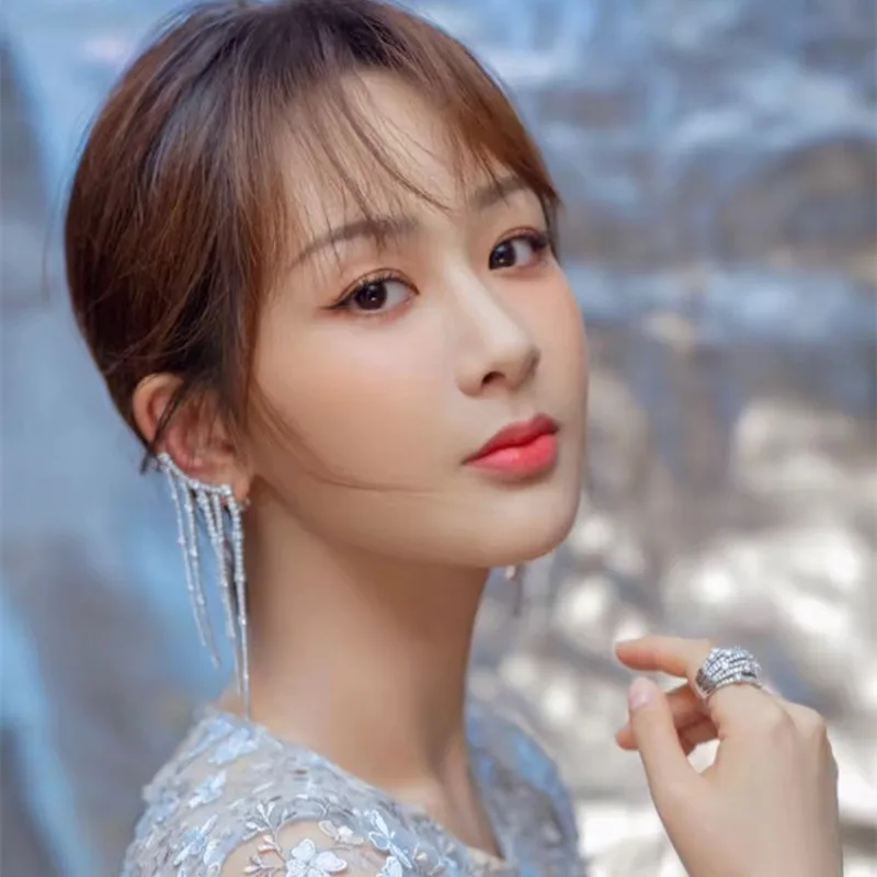 Роскошные блестящие стразы с кристаллами длинная цепочка висячие серьги для