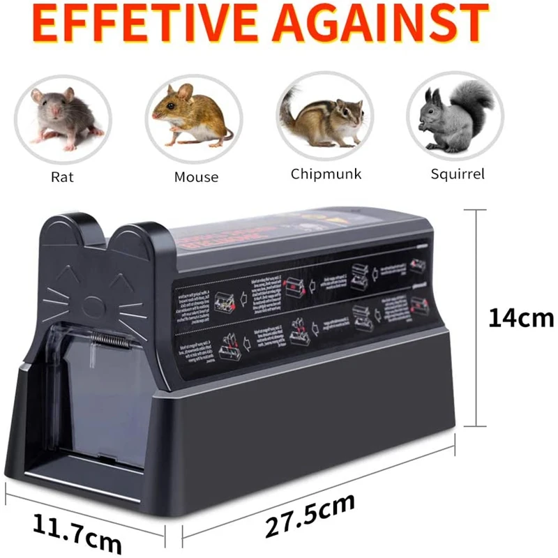 

Electric Rat Trap, Upgraded Reusable Electronic Mouse Traps That Instantly for Indoors with Anti-Escape Door