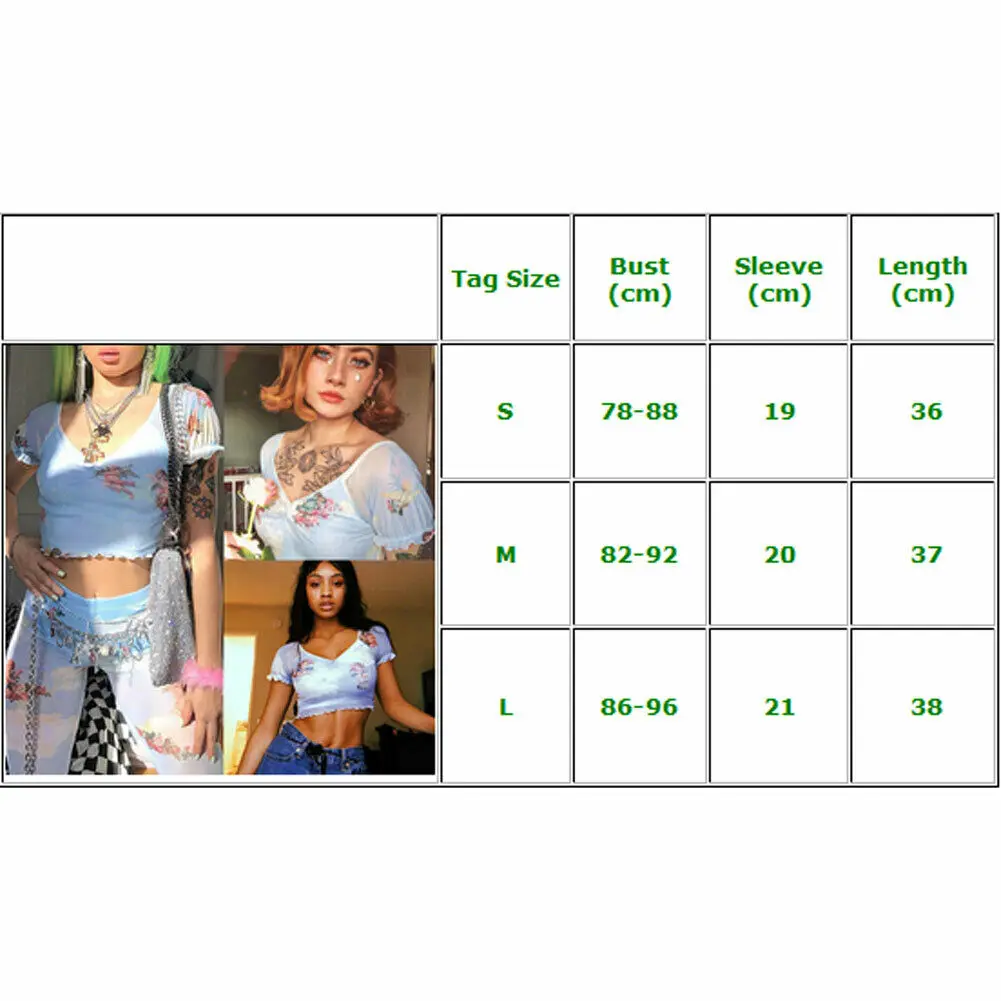 

See Through Crop Top Women Ruffles Short Sleeve Fishnet V Neck Angel Cupid Print Lace Up Camisole Female Loose Casual T-Shirts