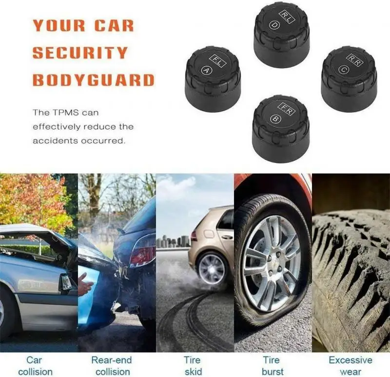 Беспроводная автомобильная система контроля давления в шинах TPMS 4 внешних