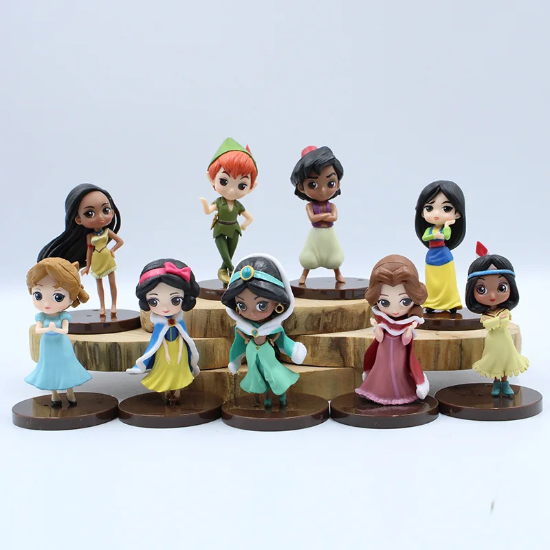 Disney Q Posket Princess Snow White Mulan 9 шт./лот 8 см ПВХ экшн Фигурки игрушки украшение