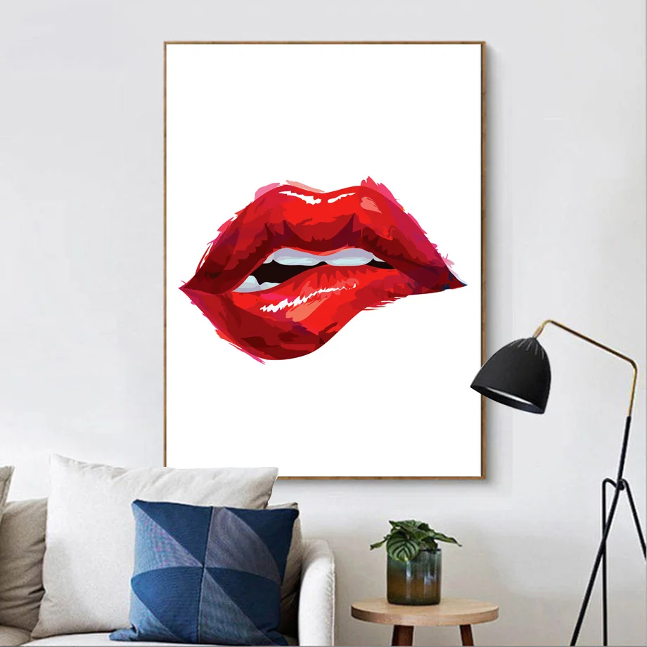 

Fashion Sexy Red Lip Wall Art Print Canvas Painting Nordic Posters And Prints Wall Pictures For Living Room Salon Decor