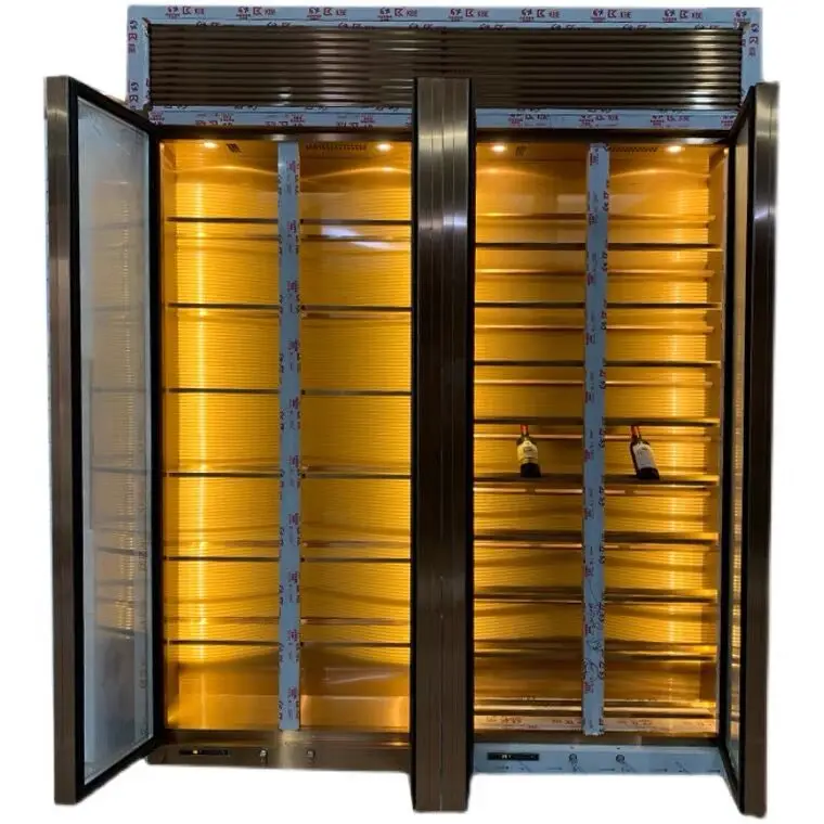 

China Furniture LANBO Red Wine Cabinet Small Constant Temperature Household Ice Bar Double Door Embedded Beverage Cabinet