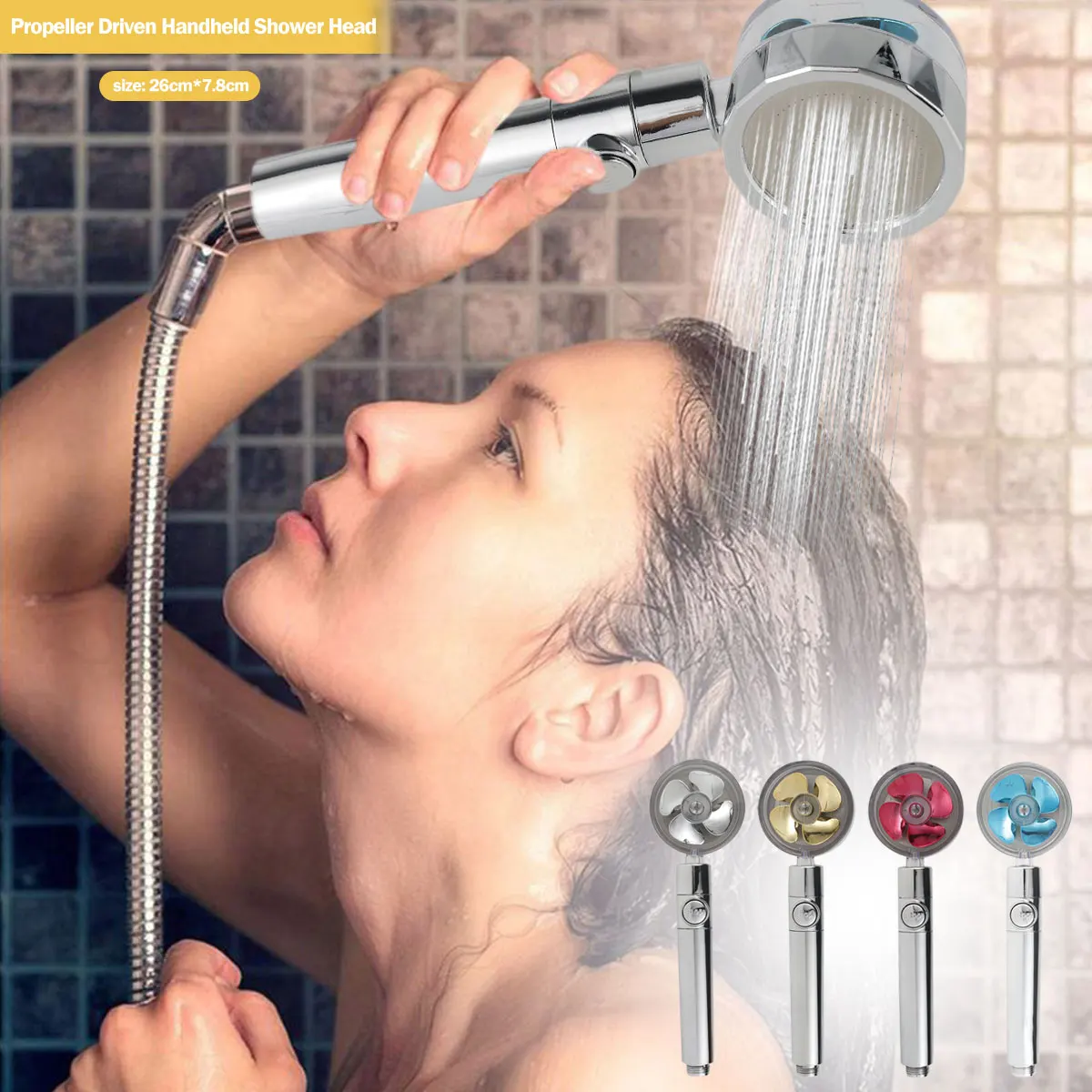 

Новая насадка для душа для ванной комнаты с турбовентилятором и пропеллером ручной душ с вращением на 360 градусов и экономией воды