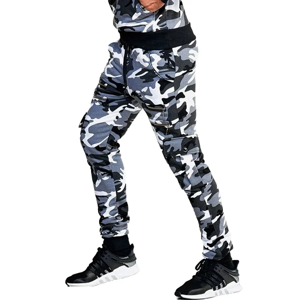 

New Fashion Men Autumn Winter Casual Trousers Camouflage Print High Waist Sports Pants Green/Light Gray/Dark Gray