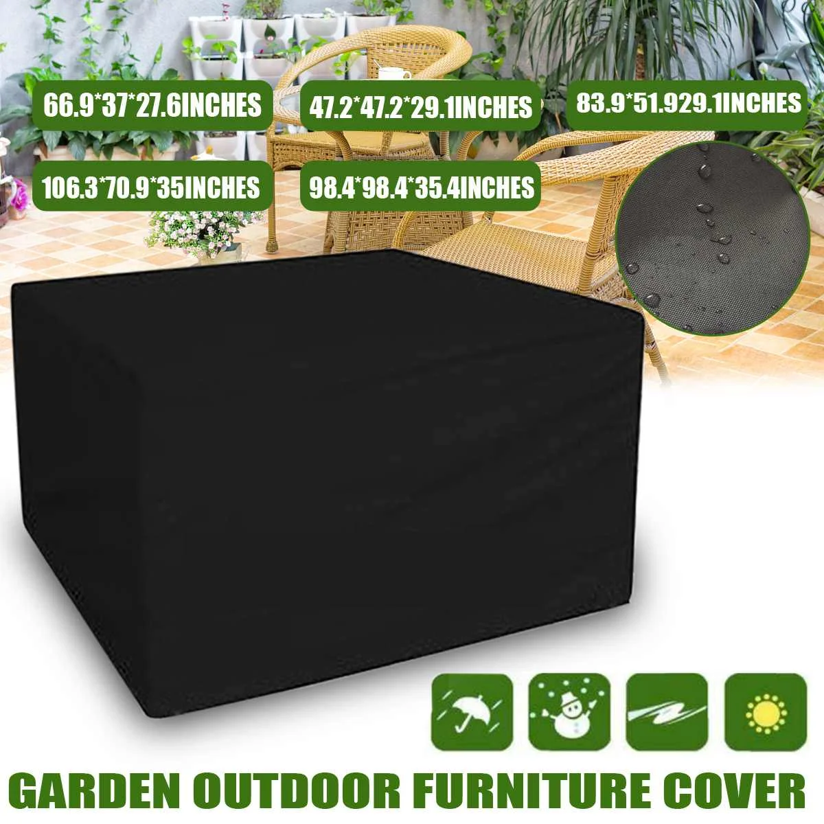 

Waterproof Outdoor Furniture Covers Wind-Proof Anti-UV Rain Snow Dust Oxford Fabric Garden Lawn Patio Furniture Covers 5 Size