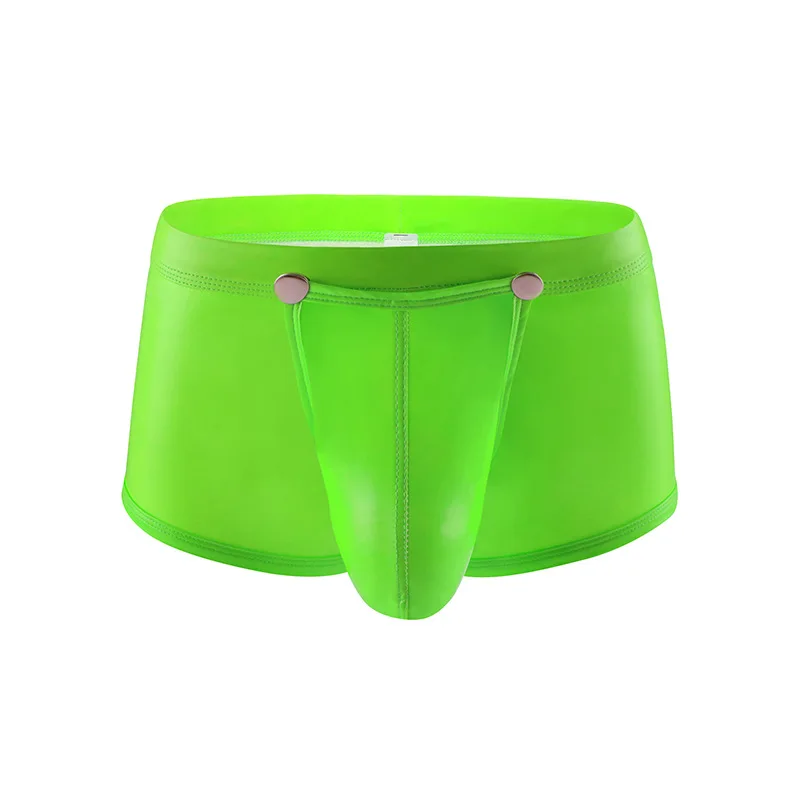 Мужские шорты-боксеры из искусственной кожи кнопка с открытой промежностью