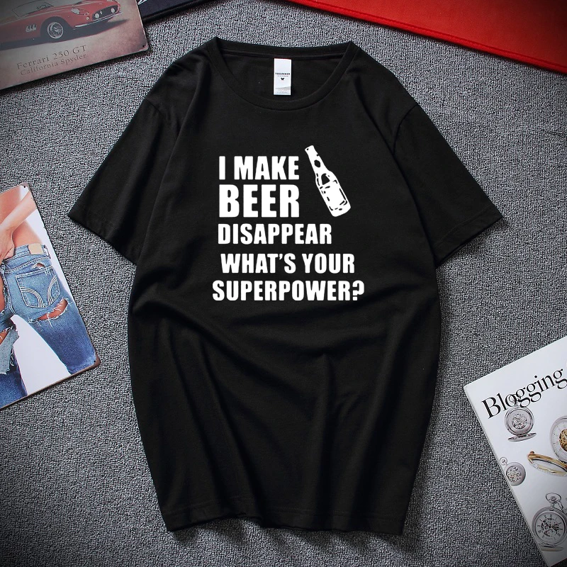Футболка с надписью What's Your Superpower футболка I Make Beer diverse Мужская хлопковая круглым