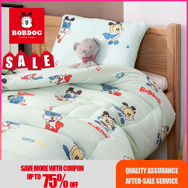 

BOBDOG Cute Cartoon Print Soft Kids Quilt Pillow Set Children Bedding Quilts Set 2Pcs Boys Girls Bedroom Warming Sleeping Well