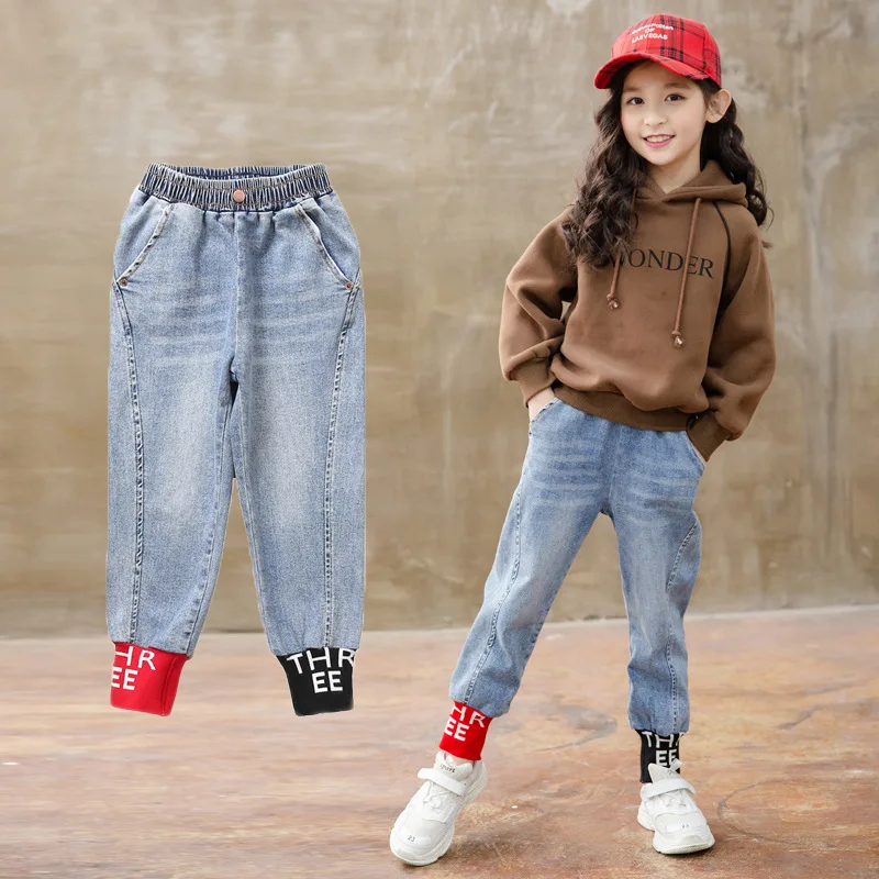 2020 autumn winter Kids Jeans Girls Fashion Children Casual Denim Pants for girls Pencil Trousers | Мать и ребенок