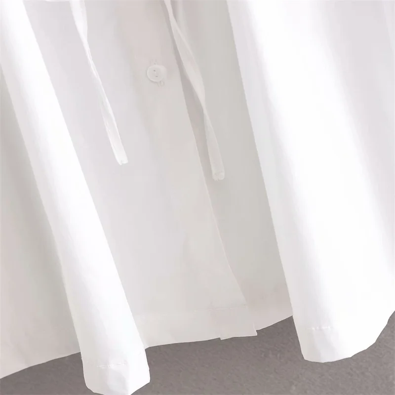 

ZXQJ Women 2021 Fashion Adjustable Waist With Bow Soft Touch Blouses Vintage Long Sleeve Button-up Female Shirts Chic Tops
