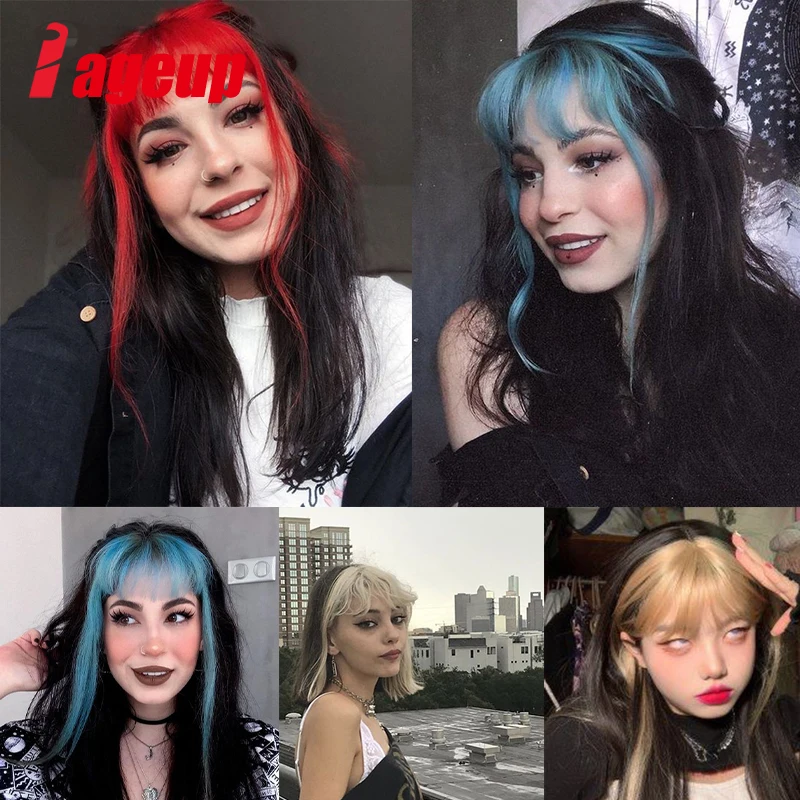 

PAGEUP Short Synthetic Bangs Heat-resistant Wig Hair For Women Natural Short Fake Bangs Hairpin Extended Black Double Bangs