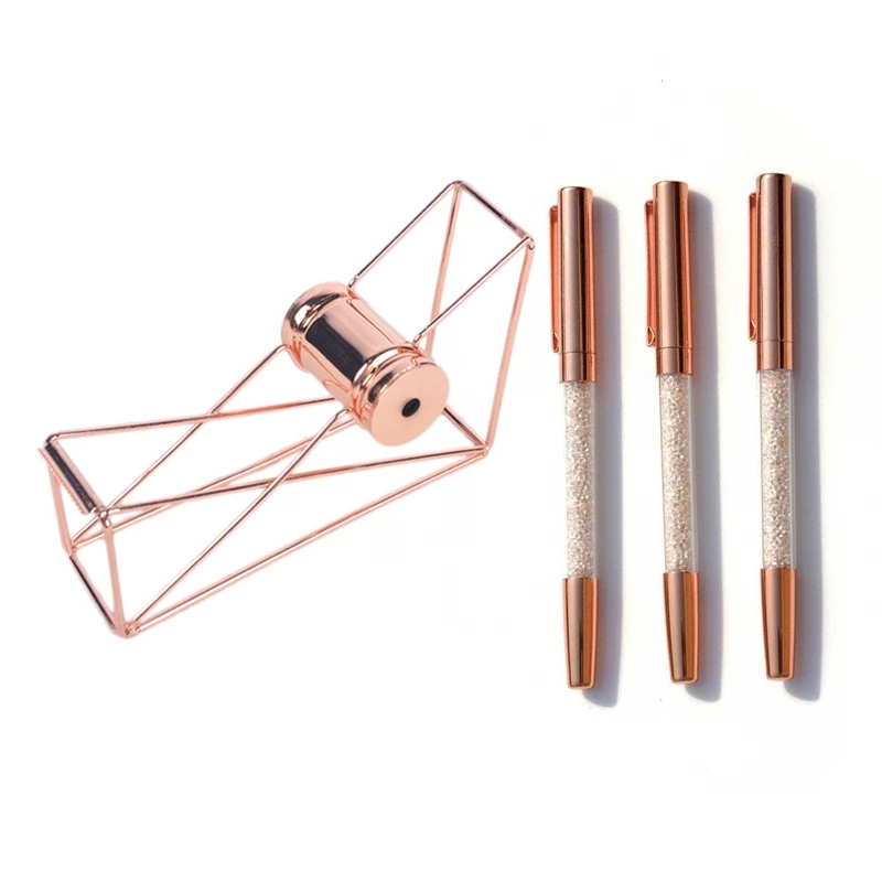 2 шт. канцелярские принадлежности из розового золота: 1 металлический держатель