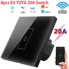 8 шт ЕС Tuya Wi-Fi котел водонагреватель переключатель Беспроводной сенсорный настенный выключатель 4400 Вт Электрический светильник-умному для Google Home Alexa