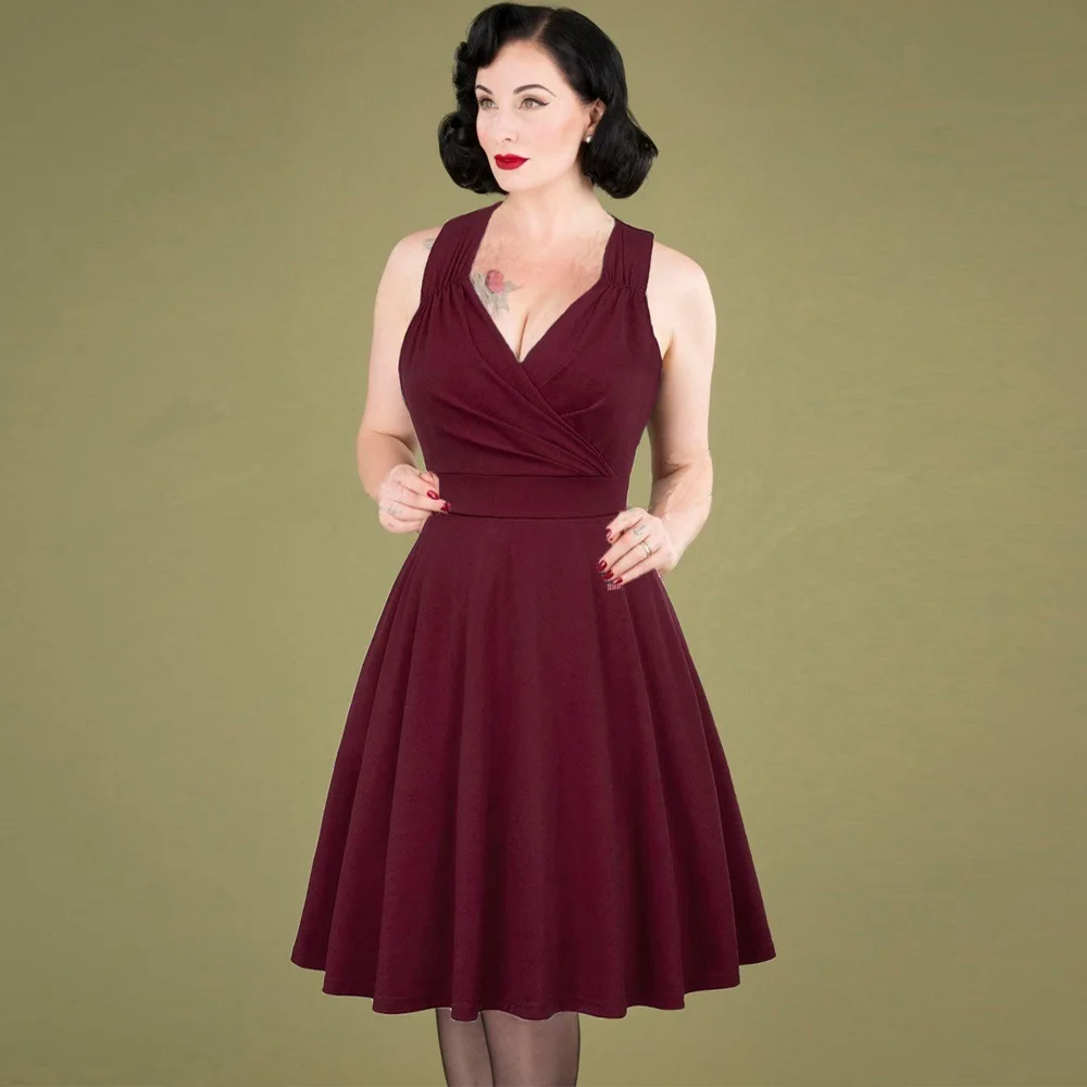 

Women's Plus Size Sexy Straps Slim Fit Bodycon Party Dress Summer V-neck Retro Sling Pleated Slim Flare Dresses
