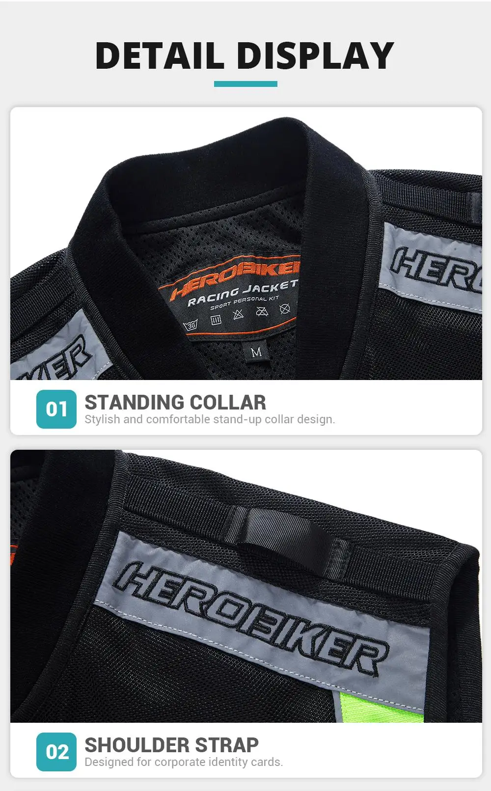 HEROBIKER мотоциклетная куртка защитная Экипировка мото Ночная Светоотражающая куртка летний Кроссовый жилет для гонок по бездорожью с защитой