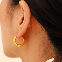 vintage round golden earclip earrings for women 925 silver needle punk fashion simple geometry earclip party jewelry accessories