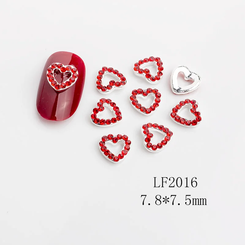 

5Pcs Charming Pearls Edge Around Nail Art Rhinestones 3D Heart Relief Glass Nail Jewelry Shiny Crystal Manicure Accessories