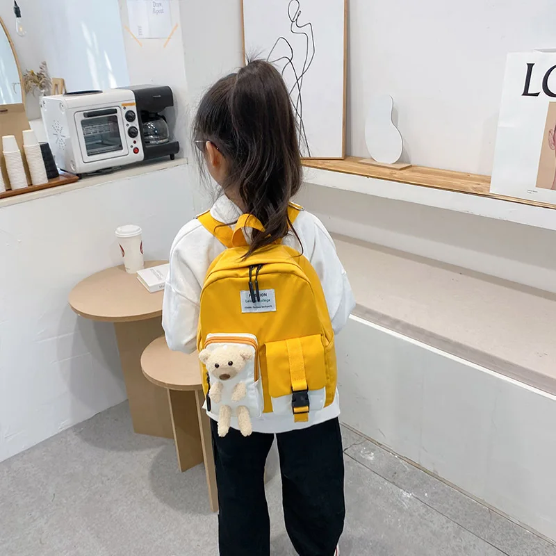 New Cotton Kids Kindergarten School Bags Children Backpacks Cartoon Student Schoolbag Cute Bear Backpack for Girls Boy Book Bags