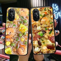 delicacy egg fried rice clear phone case for huawei honor 20 10 9 8a 7 5t x pro lite 5g black etui coque hoesjes comic fash de