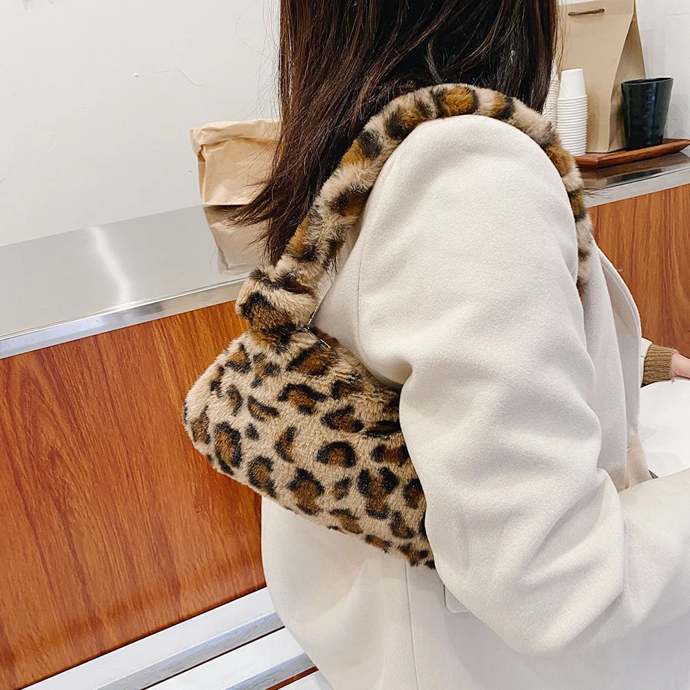 Модные женские мини-сумки на плечо с коровьим принтом зимние плюшевые сумки под