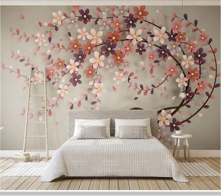 Настенные 3d обои Papel de pared A Красочные с цветами дерева в скандинавском стиле