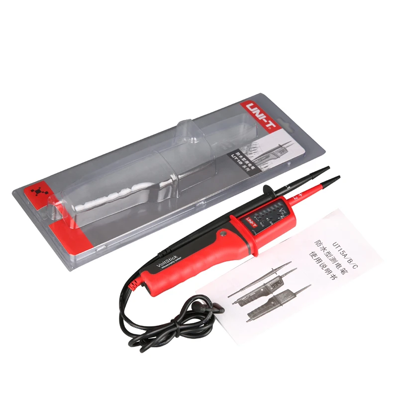 

UNI-T UT15B/UT15C Waterproof Type Voltage Testers; AC/DC Voltage Test, Phase Rotation Test/Single Lead (L2) Voltage Detection