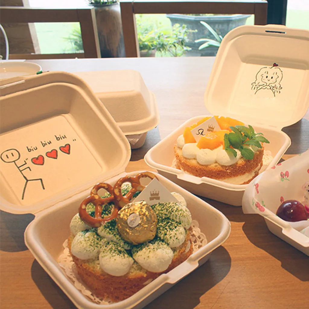 

Bento Box Disposable Lunch Box Burger Sushi Snack Box Baked Cake Box Microwave Home Portable Lunch Box 10 Pack #YL5