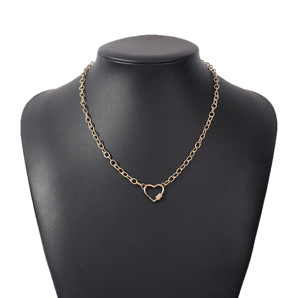 

Women's Fashion Jewelry Necklace Pendant Heart Shape Metal Accessories Chain Necklace Creative Personality Temperament