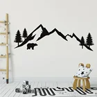 Виниловые наклейки на стену, виниловые украшения для детской комнаты, с рисунком гор, леса, детской спальни, с изображением медведя