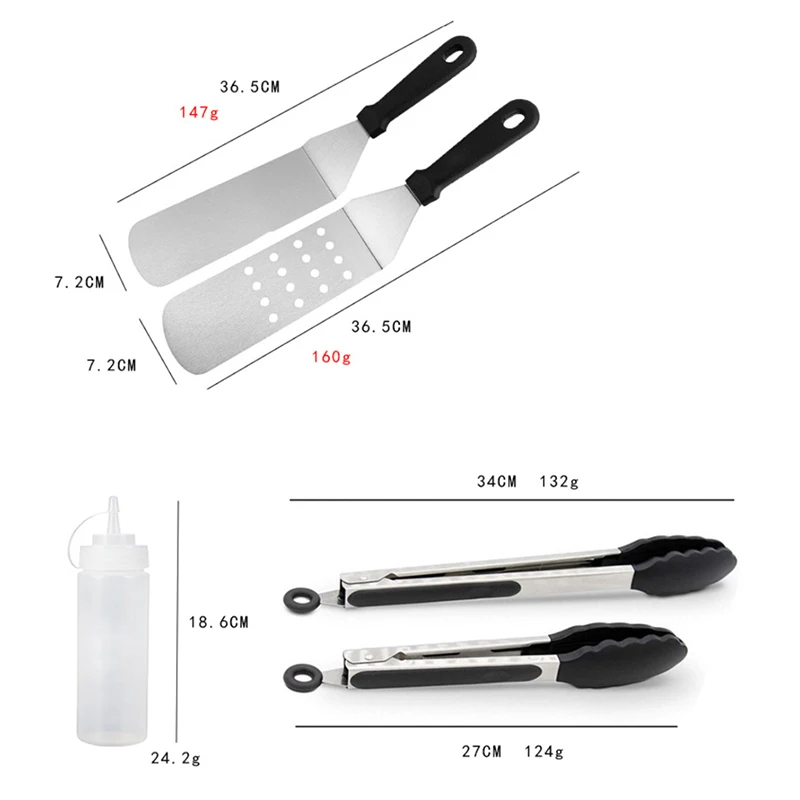 

12 Pcs/Set Stainless Steel BBQ Spatula Set Barbecue Tools Kitchen Spatulas DIY Barbecue Grill Griddle Scraper BBQ Accessories