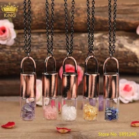 2ml natural white roses quartz crystal chip beads essential oil perfume roller bottle pendant necklace jewelry women wholesales
