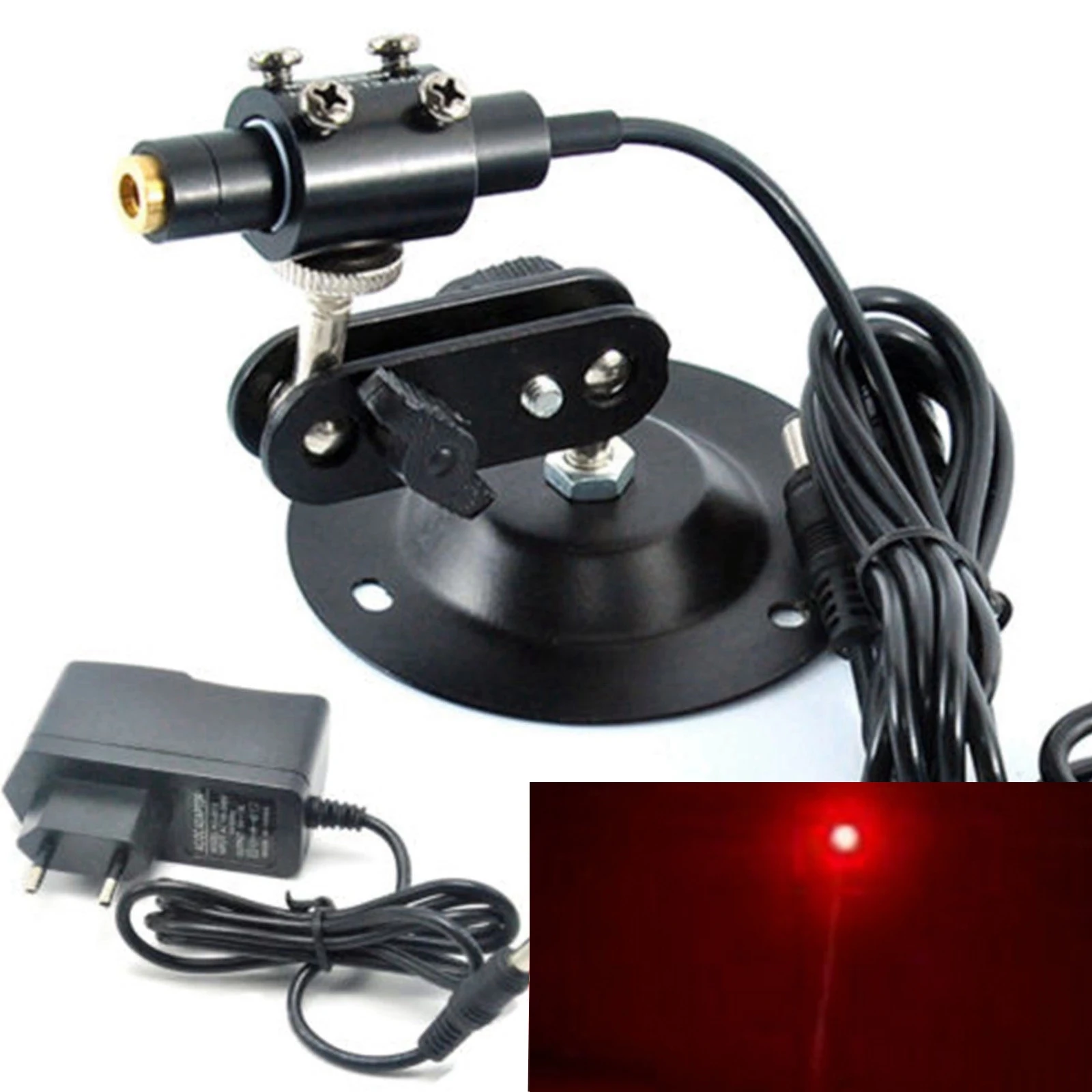 

12x55mm Focusable 650nm 50mw Laser Dot Locator Module w 5V Power Adapter Holder Positioning Sewing Lights