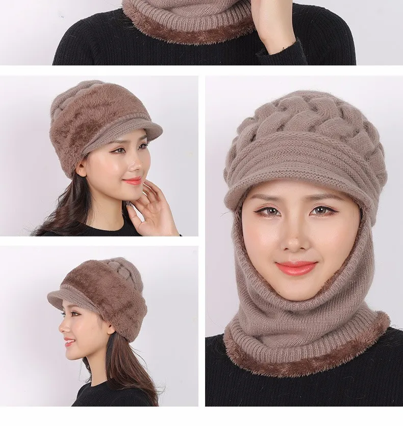 Зимние шапки Skullies Beanies, шляпа для мамы, бини для женщин, шерстяной шарф, шапки, Балаклава, маска, капот, вязанные шапки в полоску