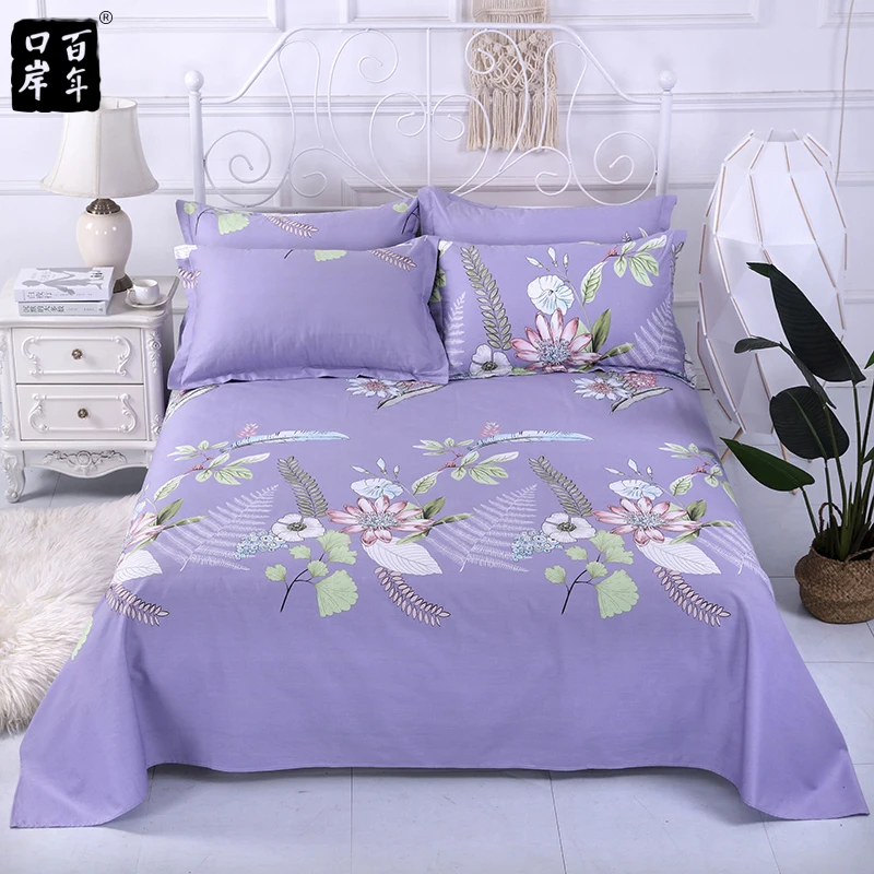 Девочка Розовая Хлопковая Большая Эластичная Простыни Маленькие Свежие Голубые Цветы Печатные 1 шт. Красивые Мягкие Простые Не скользящие