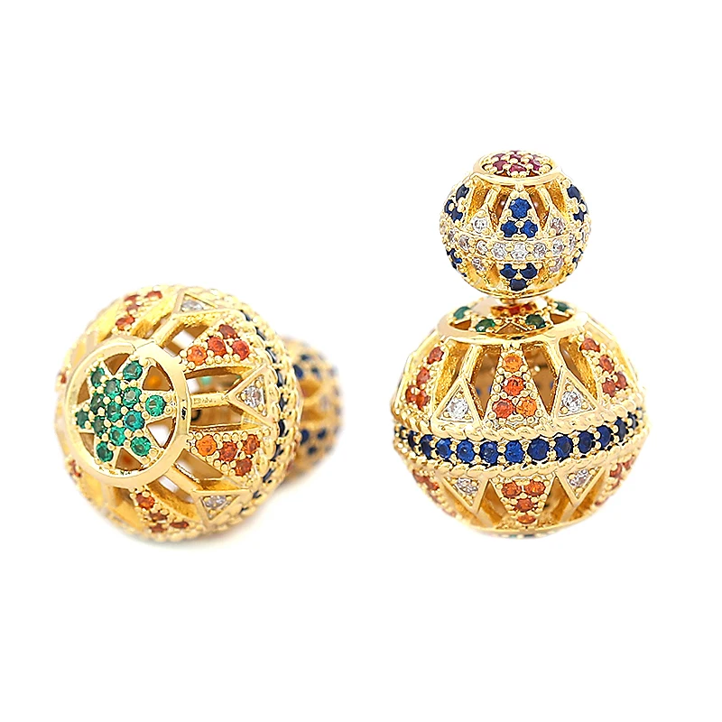 Новое поступление богемные цветные серьги с большими шариками модные золотые