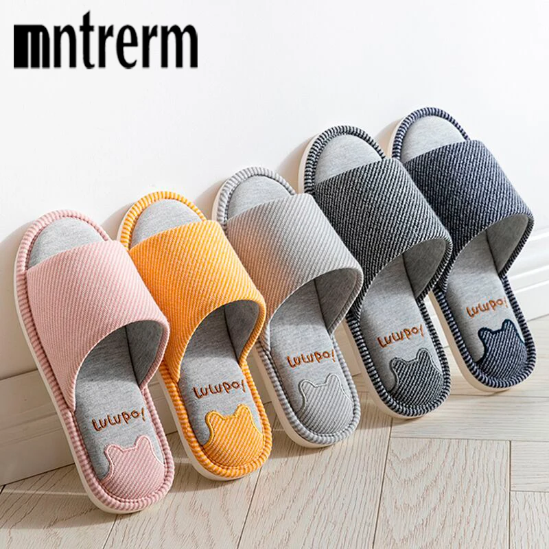 

Mntrerm 2020 Linen Shoes Women Household Slippers Indoor Floor Shoes Summer Women's Mute Slippers Sandals Slippers
