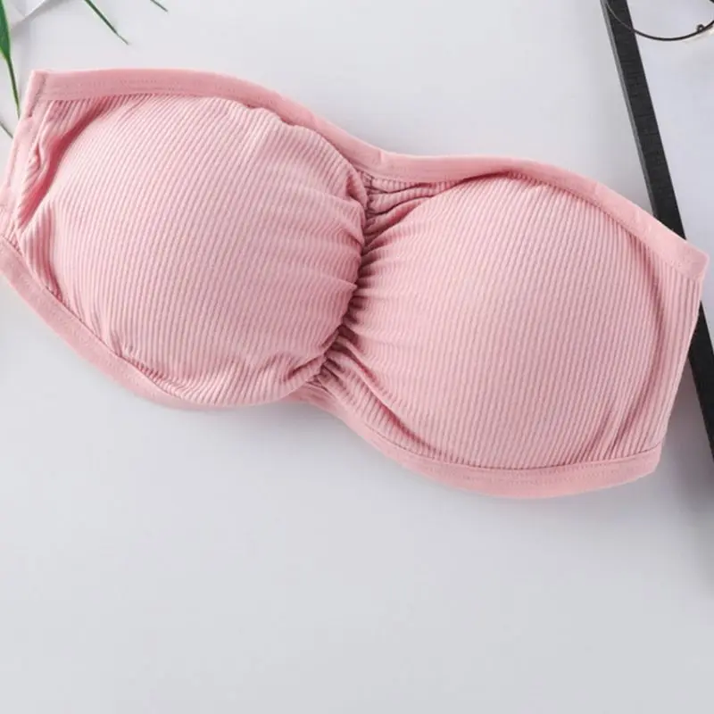 Женский сексуальный бюстгальтер без бретелек с рюшами пуш ап мягкий открытая